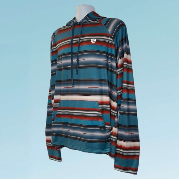 Rock & Roll Denim Multi Colored Turquoise Lightweight Hoodie Men’s Size - XL - Picture 7 of 13